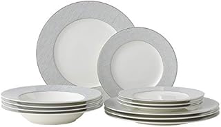 Amazon Brand - Umi Dinner Set (Silver Rim Set 4)
