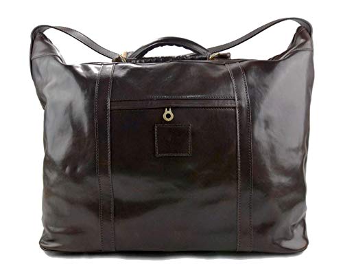 Sac de sport en cuir véritable marron foncé élégant et robuste