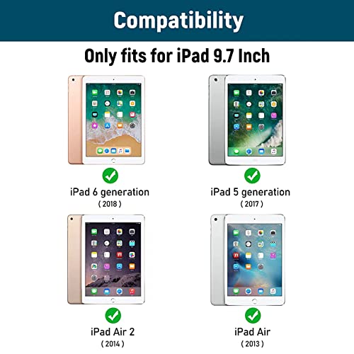 Lielax for iPad 9.7 Keyboard Case 6th Generation 2018 /5th Gen 2017 /iPad Pro 9.7 2016 - Detachable Wireless Keyboard Case with Pencil Holder, Keyboard with Case for iPad Air 2/1, iPad Pro 9.7, Black - Image 2