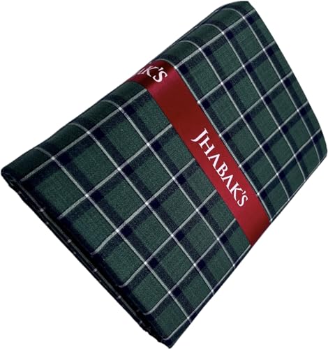 Image of JHABAK'S Cotton Blend Unstitched Checkered Fabric for Men - 2.35m Shirt Piece / 3m Kurta Piece - Width 36 Inches