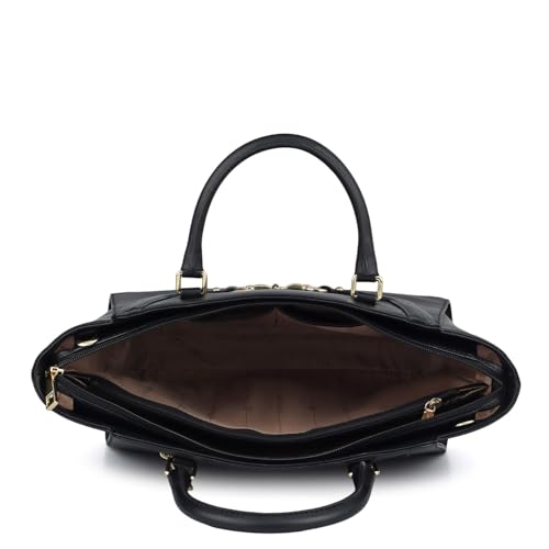 Image of Da Milano Leather Satchel Bag for Women - Black