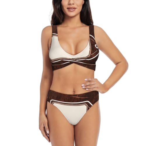 Bikini croisé pour femme Vintage Label Art | Maillot deux pièces push-up à triangle réglable