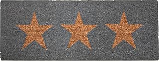 Roseley 100% Natural Coir Door Mat 125 x 40cm Indoor Outdoor Non-Slip Backing Long Decorative Welcome Doormat for Hallway Foyer Dirt Trapper Large Entrance Runner [Brown Stars]