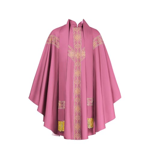 COSDREAMER Church Catholic Priest Chasubles Vestments Robe Chasuble Mass Robe with Pastor Stole