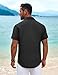COOFANDY Mens Cuban Shirt Short Sleeve Button Up Beach Shirt Guayabera Shirts for Men Black