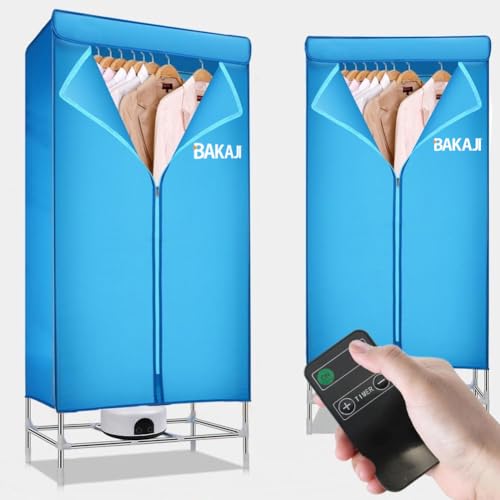 BAKAJI Asciugabiancheria Elettrico ad Armadio con Telecomando e Display di