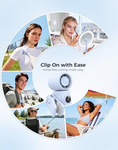 Image of Hotsales Clip-On Portable Fan for Strollers, Handheld Turbo Fan for Travel | Small But Mighty Mini Fan, Detachable 360 Rotating Clip, LED Display, Rechargeable, Summer Outings, Gifts For Women And Men