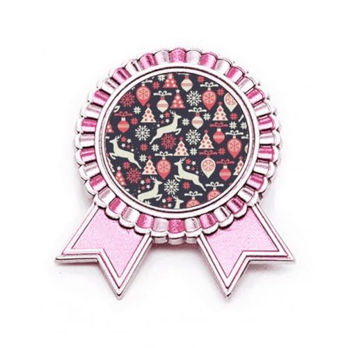 Broche cerf de Noël rose en métal style Art déco taille M pour veste
