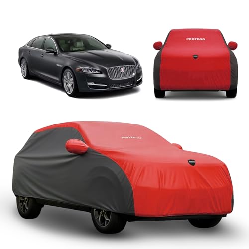 Image of PROTEGO Prime Series India's 1st Anti-Tear Car Cover for Jaguar XJL | Heavy-Duty, Custom Fit, All Weather Protection | 100% Waterproof, Windproof & Hail Resistant | 2-Year Warranty | Red + Black