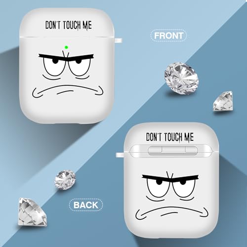 Image of for Airpods Case,Don't Touch Me Cool Cover with Lanyard Big Eyes Cute Cartoon for Airpods 2nd Generation Case,Soft Shockproof Cover for Women Men-White