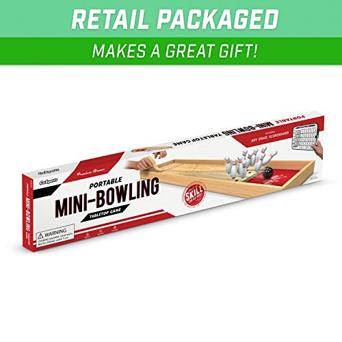 GoSports Tabletop Mini Bowling Game Set | Premium Wooden Construction with Dry Erase Scorecard | Perfect for Kids & Adults