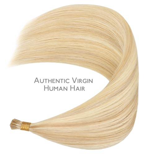 Image of WENNALIFE I Tip Hair Extensions Human Hair, 50g 50s 22 Inch Dirty Blonde Highlighted Bleach Blonde Remy Itip Human Hair Extensions Invisible Itips Straight I Tips