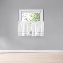 Renaissance Home Fashion Beverly Tier Pair with Embroidered Band, 56" X 36", Colonial,56" X 36"