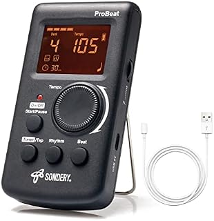 Sondery Digital Metronome for Guitar Piano Drum and All Instruments, Timer Function, Beat by Woman Vocal and 3 Different Sounds, Chargeable Li Battery Inside