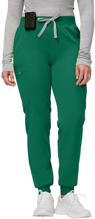 Kitmaz Scrub Pants for Women - Mid Rise 4-Way Stretch Anti-Wrinkle Slim Fit Jogger Pants, Drawstring & 5 Pockets