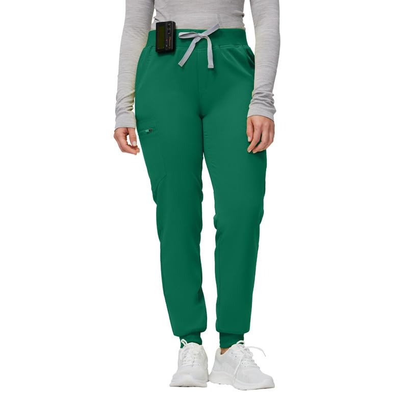 Image of Kitmaz Scrub Pants for Women - Mid Rise 4-Way Stretch Anti-Wrinkle Slim Fit Jogger Pants, Drawstring & 5 Pockets