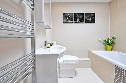 Black And White Wall Art Canvas Wildlife Wall Decor Frog With Umbrella Pictures On Wall Art For Home Office Decorations Living Room Bedroom And Kitchen Decor 3 Pcs Framed Canvas Prints 12X12Inches #TOP5