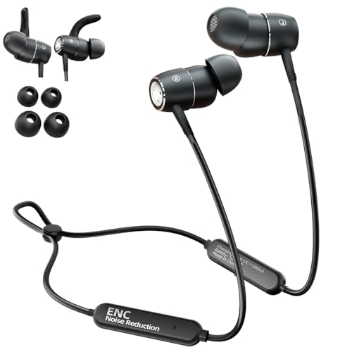 Neckband Earbuds Deep bass -ENC Noise-canceling,Magnetic Wireless Bluetooth Neckband Headphones In Ear Bass Boost with Mic call Noise Reduction,IPX4 Waterproof,20H (No USB-C Charging Cable Included)