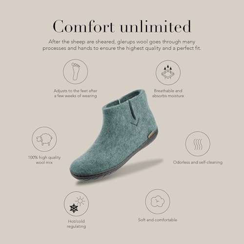 Image of Glerups 100% quality wool mix Boot Slipper with rubber sole - Unisex