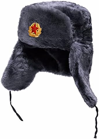 BELEON Ushanka Russian Fur Hat - Soviet Army Trapper Hat - Winter Hat