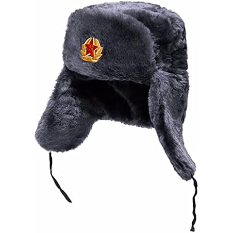 BELEON Ushanka Russian Fur Hat - Soviet Army Trapper Hat - Winter Hat Cover