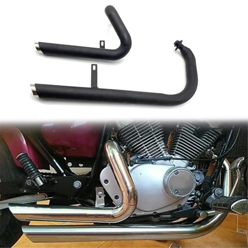 排気部 に適合するヤマハ ビラーゴ 250 1995-2007 2006 2005 2004 2003 2002 2001 オートバイアクセサリー 排気 ステンレススチール 排気マフラーパイプ 排気パイプ(Black)