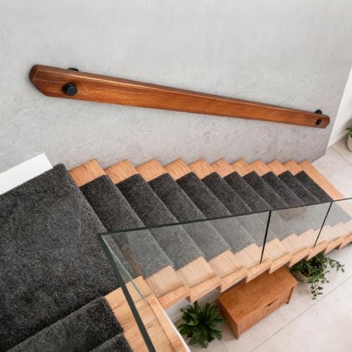 Pasamanos de madera para escaleras Escalera Barandillas Montaje en pared antideslizante Grab Bar pasamanos para el hogar interior Lofts Pasos Decking Escaleras de madera maciza (A, 100CM)