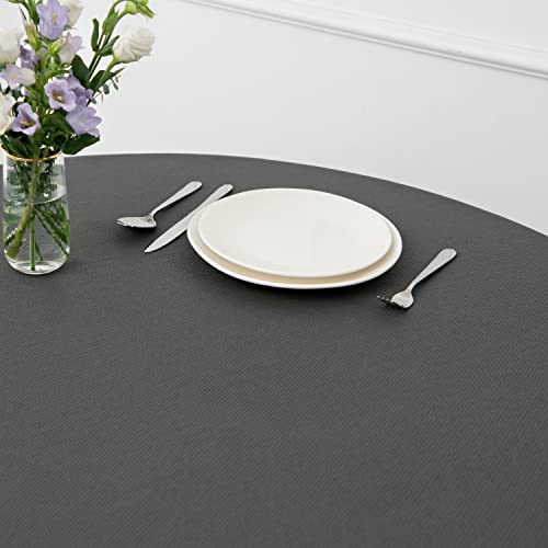 Image of maxmill Round Textured Tablecloth Spill-Proof Wrinkle Free Soft Jacquard Table Cloth for Round Table Cover, for Dining Room Buffet Banquet Parties Holiday Dinner, 70 Inch Charcoal