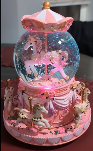 SINGEEK You are My Sunshine Music Box Carousel Horse Color Lights Unicorn Musical Snow Globe for Girls and Women Sister Daughter Mom Birthday Anniversary Valentine