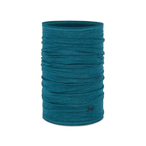 Buff Lightweight Merino Wool Neck Gaiter, 100% Ethically Sourced Wool, Versatile, Temperature Regulating Face Mask, Solid Teal, Adult Size