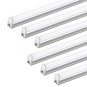 Barrina (Pack of 6) LED T5 Shop Light 3FT, 6500K (Super Bright White), Utility Shop Light, Ceiling and Under Cabinet Light, ETL Listed, Corded Electric with Built-in ON/Off Switch