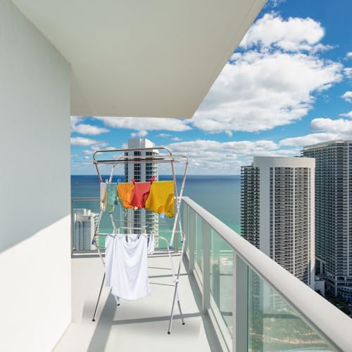 Image of DWET Stainless Steel Heavy Duty Foldable Cloth Drying Stand Sturdy Laundry Rack and Space-Saving Clothes Stand 13 Rod Use for Indoor | Outdoor | Balcony (Silver)