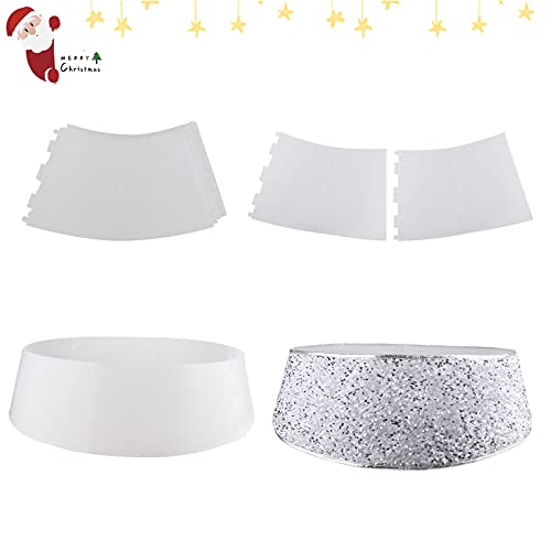 SURPCOS Christmas Tree Collar 30 inch, Christmas Tree Ring Silver Sequin, Christmas Tree Skirt Plastics Sheets with Collar Cover Christmas Tree Decoration for Christmas, Family Gatherings, Parties - Thumbnail 7