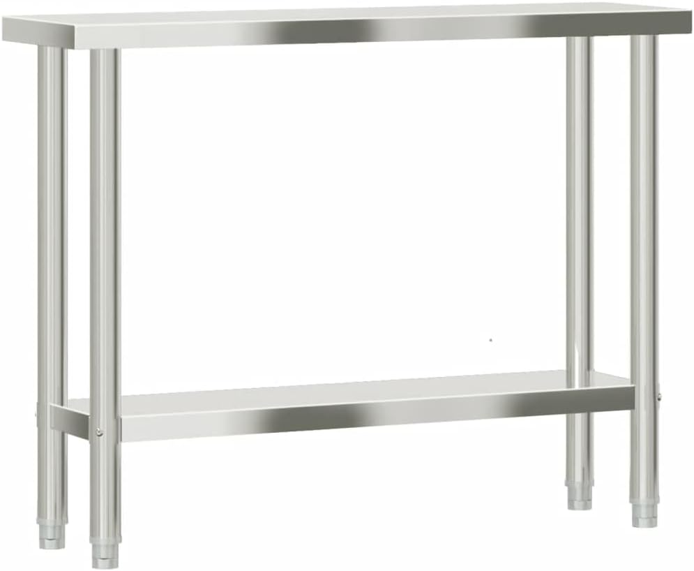 YAFF Kitchen Work Table 43.3"x11.8"x33.5" Stainless Steel,Food Service-376452