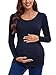 Ecavus Women's Maternity Tops Long Sleeve Clothes Flattering Side Ruched Pregnancy T-Shirt