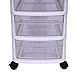 7 Tiers White Cart Storage Tower with 6 Clear Drawers, 6 Wide Storage Drawer Cart Wide Chest Plastic 6 Drawers Medium Cart with 4 Universal Wheels, 34.2