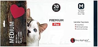 20 Strong Thick Durable M (Medium - 80 x 43 cm) Cat Litter Tray Liners with Strong Drawstrings from Easy Applicator. For Small + Medium Trays + Boxes. Suitable for most types Cat Litter.