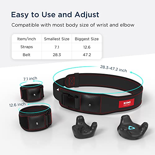 KIWI design Tracker Correas y Cinturón para Seguimiento de Cuerpo Completo, Accesorios de Correa de Mano/Pie Mejorados Compatibles con HTC Vive, Plataforma PC VR y SteamVR (Trackers NO Incluidos)