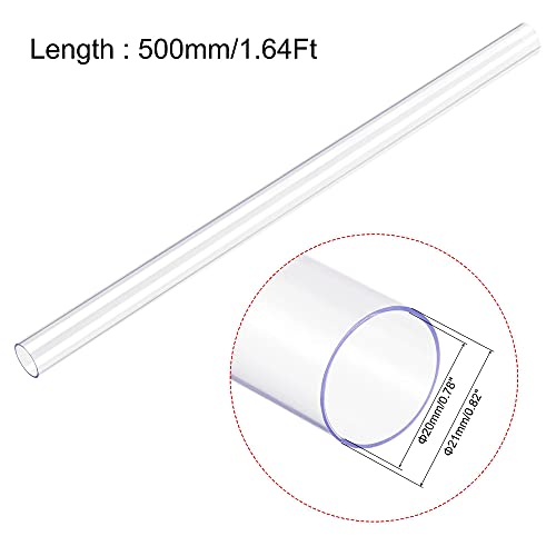 Image of uxcell Rigid Round Clear Tubing 20mm(3 /4'') ID x 21mm(13 /16'') OD x 1.64Ft Length Plastic Tube
