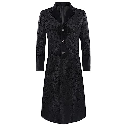 Men's Gothic Coat Mens Steampunk Jacket Medieval Court Dress Blazer Vintage Slim Trench Coat Single Breasted Blazer