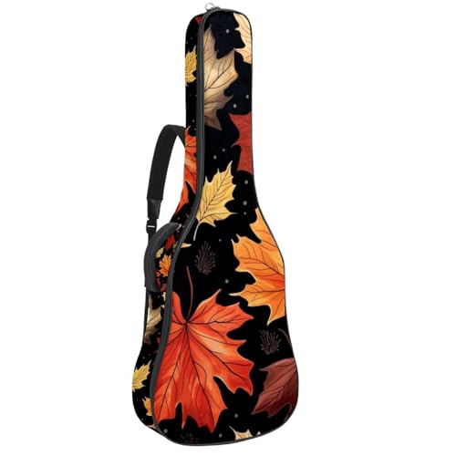 Étui pour guitare acoustique imperméable à plusieurs poches et motif feuilles d'érable