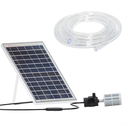 LVYXON Kit de panneau solaire 10 W avec pompe à eau 240 l/h, pompe submersible pour fontaine d'aquarium, capacité de levage de 2,5 à 3 m, tuyau transparent de 2 m, système de filtration de circulation