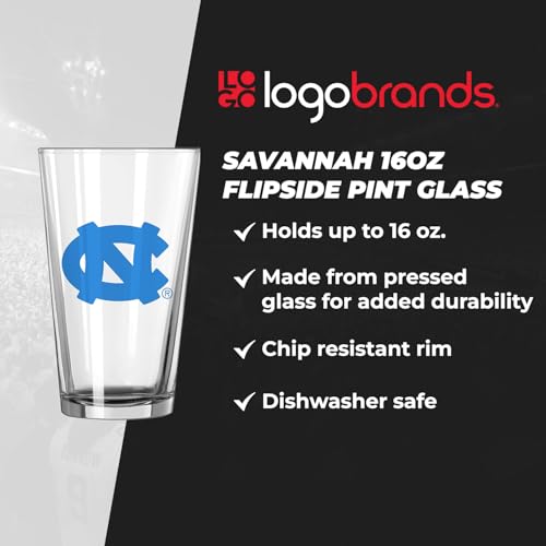 Image of Logo Brands NCAA 16 oz Pint Glass - Durable Glass With Bold Team Color- Chip-Resistant Rim Drinkware For Fans, Tailgates, Home Bars & Everyday Use