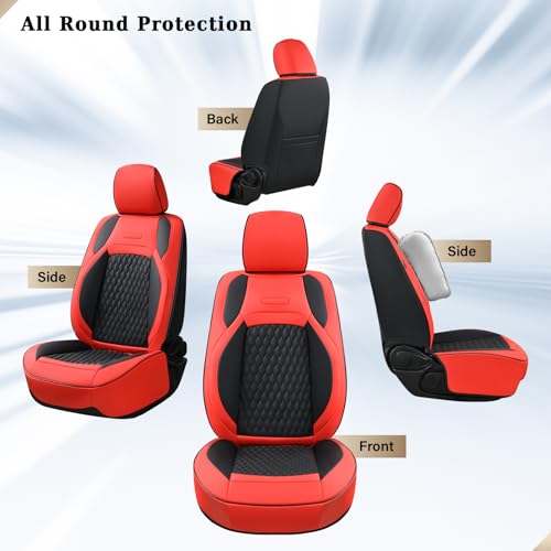 Housses de siège auto en cuir Dodge RAM 1500 2500 3500 2010-2023 accessoires voiture rouge - 7
