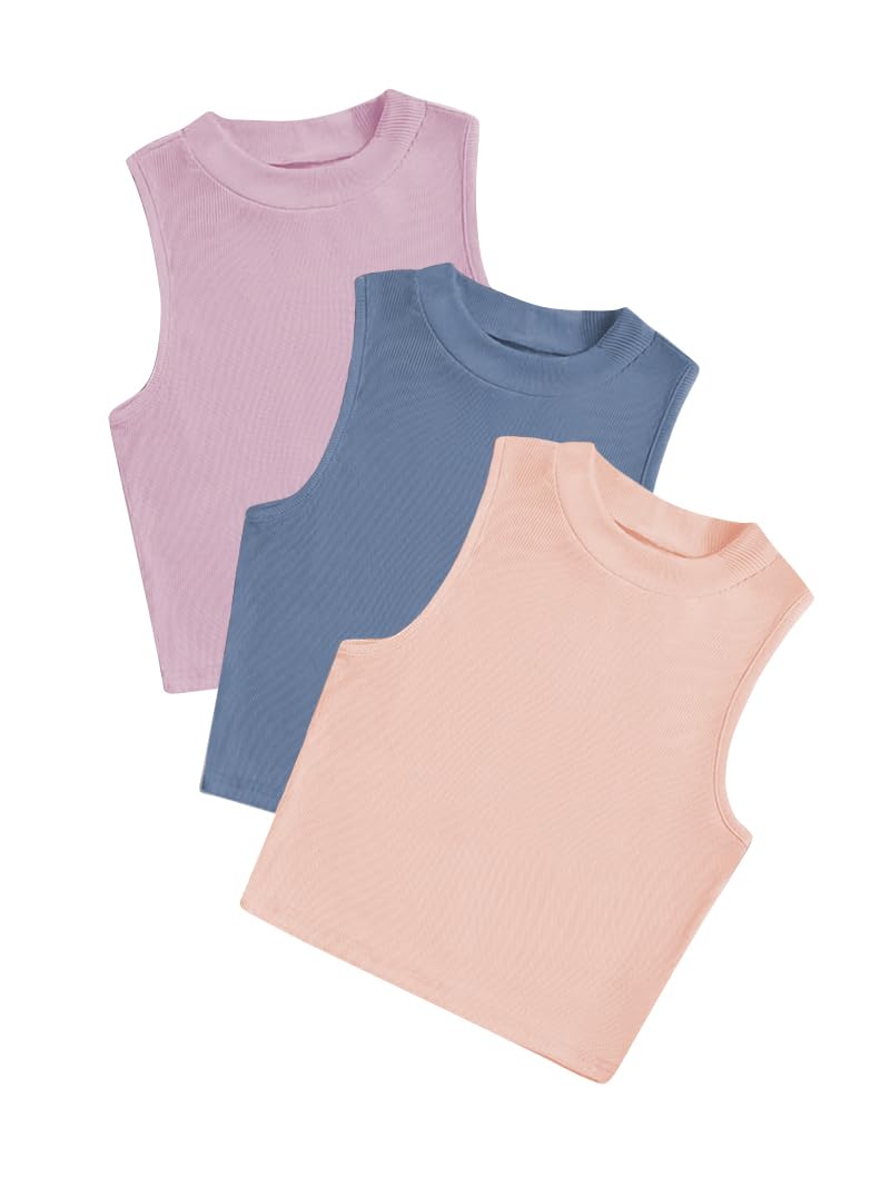 KERI PERRY Tops for Women Crop Top for Women's Tank Activewear Tee Sports Casual High Neck Cotton Camisole Pack of 3 Combo-picture-12