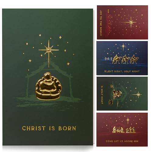 ZICOTO Beautiful Christmas Cards Set of 20 with Religious Designs - Incl. Bulk Envelopes