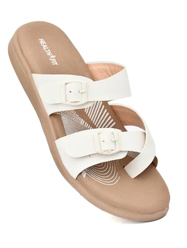 Image of HEALTH FIT EXTRA SOFT Women's Comfortable Memory Foam Doctor Slippers /Flip-Flops|Fashionable Casual & Stylish|Lightweight & Breathable|Outdoor Synthetic Casual Chappals Sandals Ladies & Girls HF30