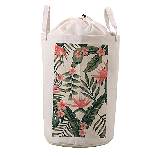 Panier à linge en coton robuste fleurs tropicales