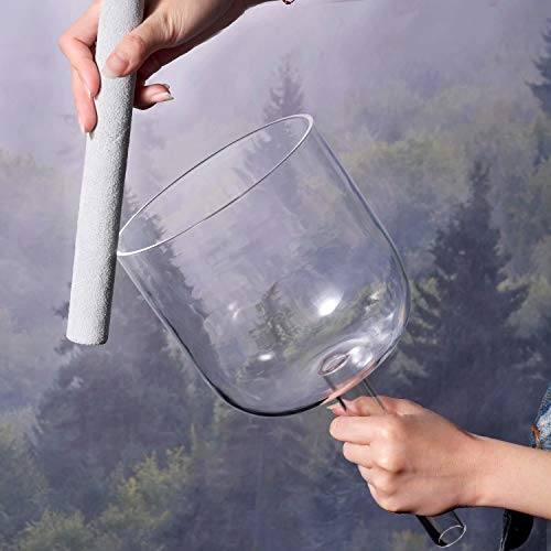 CVNC 6 Inch E Note Handle Clear Quartz Crystal singing bowl +Carry case bag