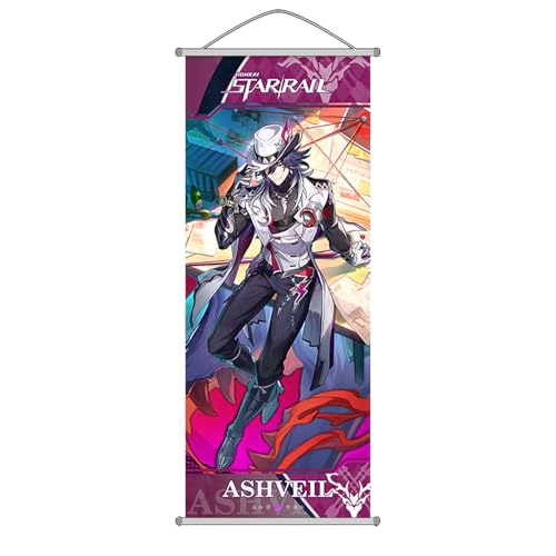 Rainteam Honkai: Star Rail Scroll Poster for Indoor Décor(27.5 inch x 10 inch), Hanging Wall HD Printing Artistic Canvas Honkai: Star Rail Character Posters for Game（Ashveil）